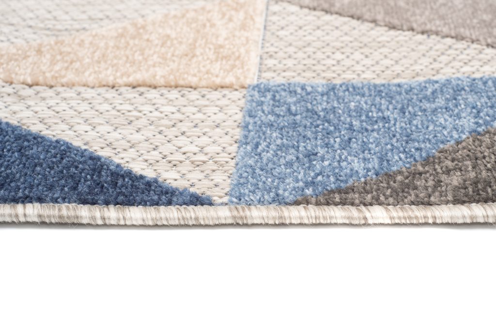 Tappeto Esterno Patio Grigio Blu Geometrico