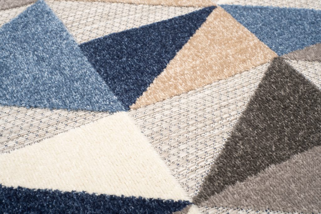 Tappeto Esterno Patio Grigio Blu Geometrico