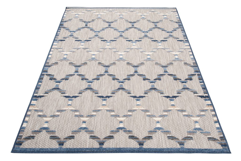 Tappeto Esterno Patio Grigio Blu a Trellis