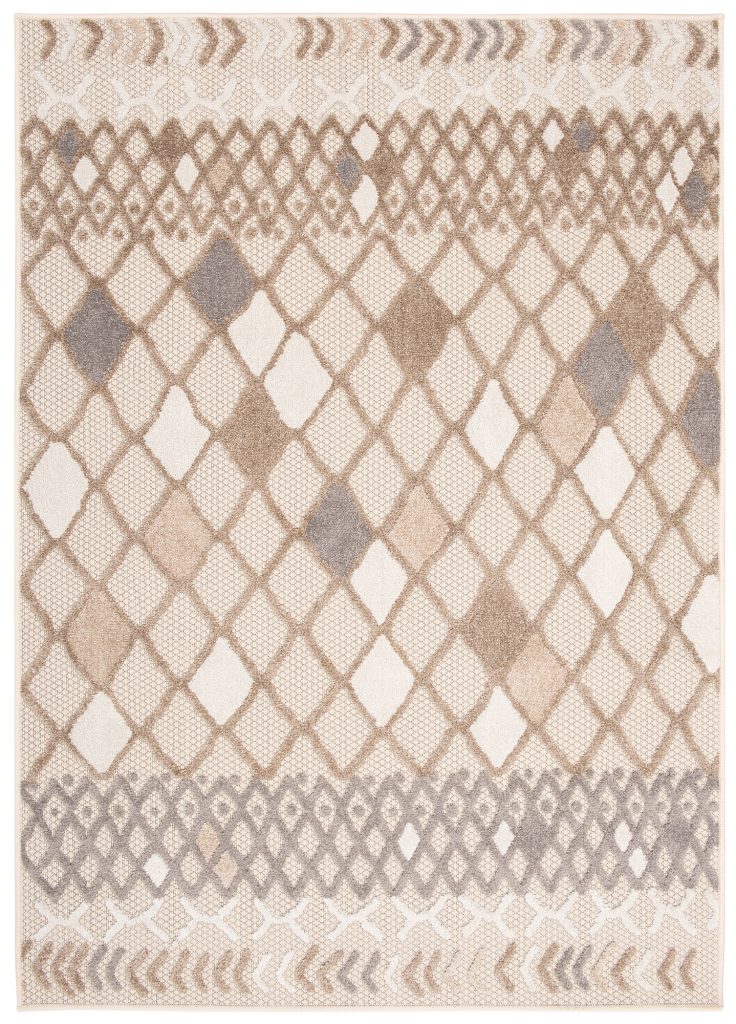 Tappeto Esterno Patio Grigio Crema Etnico