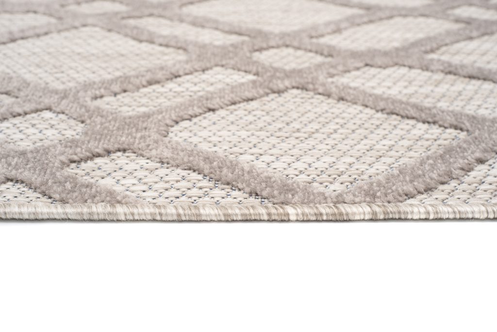 Tappeto Esterno Patio Beige Grigio a Scacchi