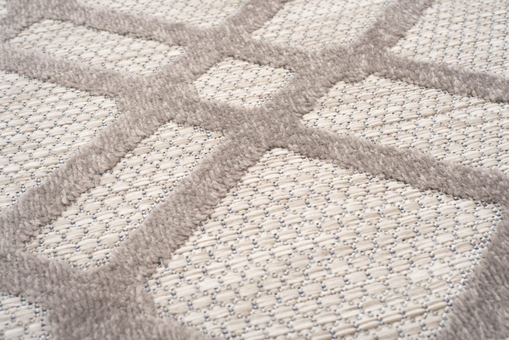 Tappeto Esterno Patio Beige Grigio a Scacchi