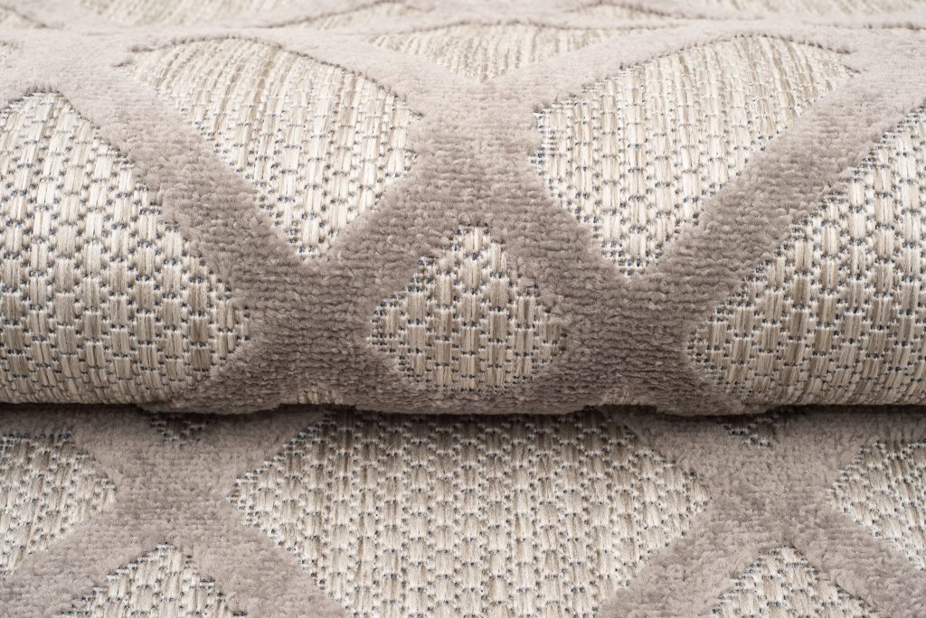 Tappeto Esterno Patio Beige Grigio a Scacchi