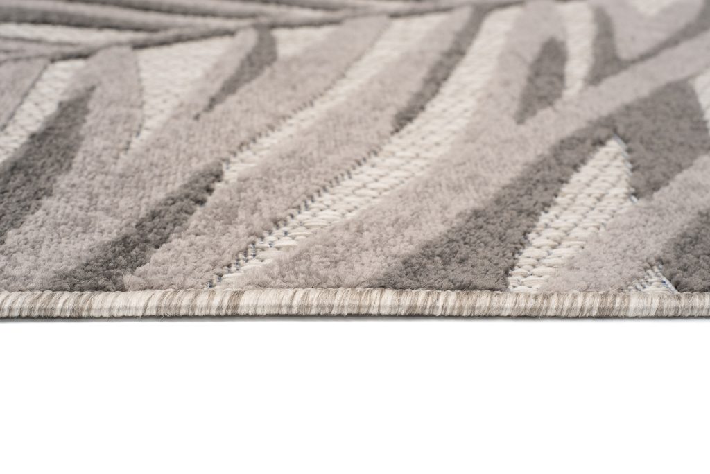Tappeto Esterno Patio Grigio Beige Foglie