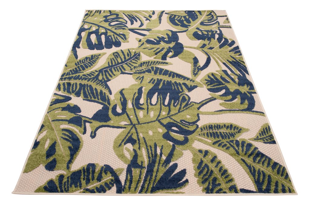 Tappeto Esterno Patio Crema Foglie Monstera