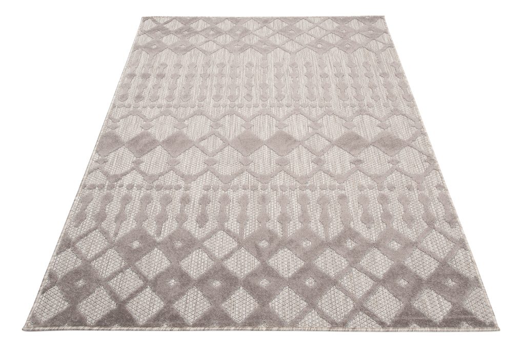 Tappeto Esterno Patio Grigio Beige Etnico