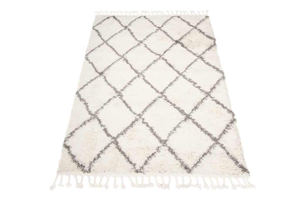 Tappeto Boho con Frange Crema Rombi Shaggy