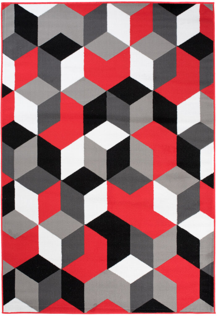 Tappeto Maya Grigio Rosso Cubi