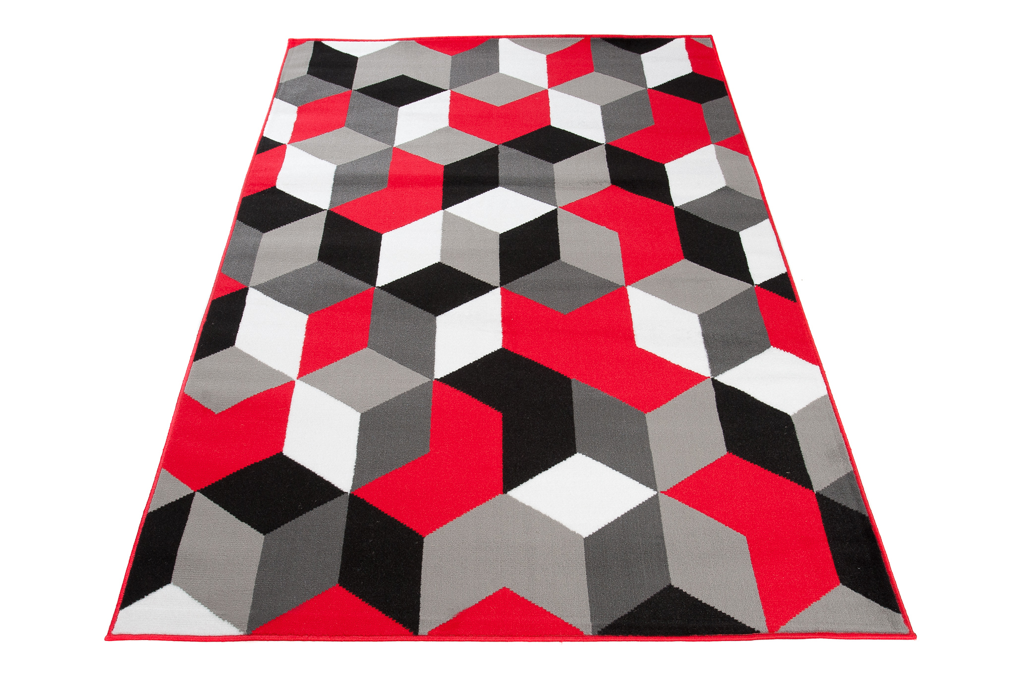 Tappeto Maya Grigio Rosso Cubi