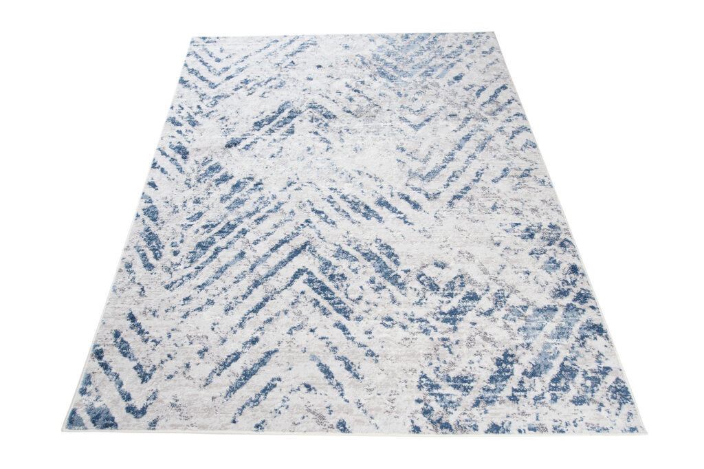 Tappeto Sky Blu Crema Moderno Zigzag