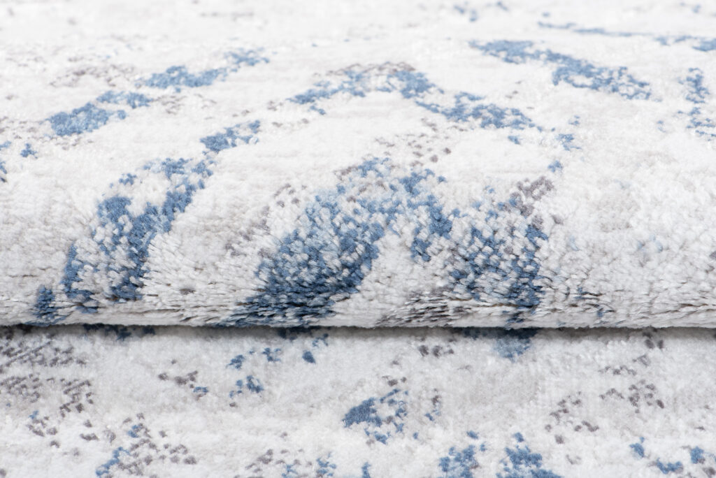 Tappeto Sky Blu Crema Moderno Zigzag