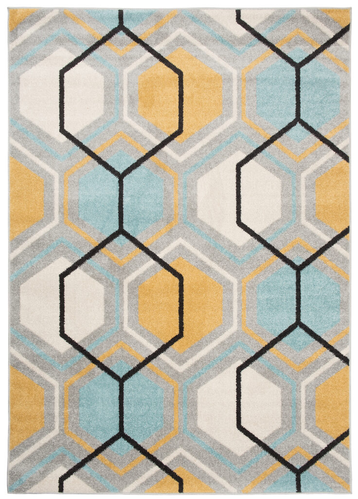 Tappeto Lazur Grigio Giallo Blu Geometrico Cubo