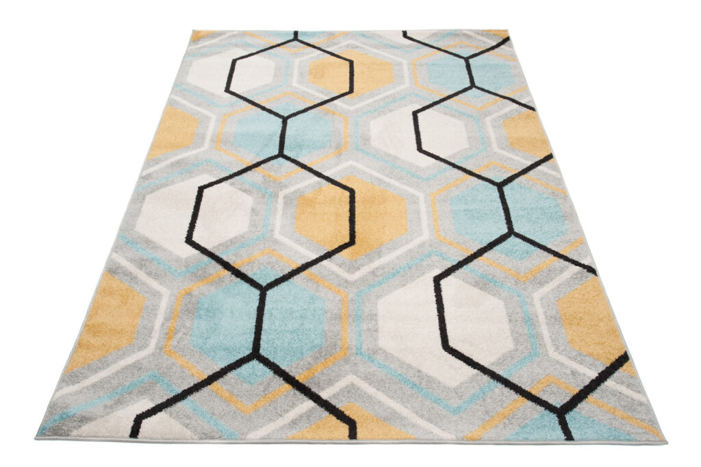 Tappeto Lazur Grigio Giallo Blu Geometrico Cubo
