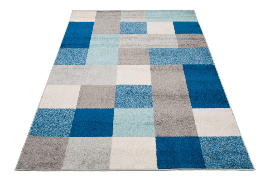 Tappeto Lazur Grigio Blu Geometrico Quadrati