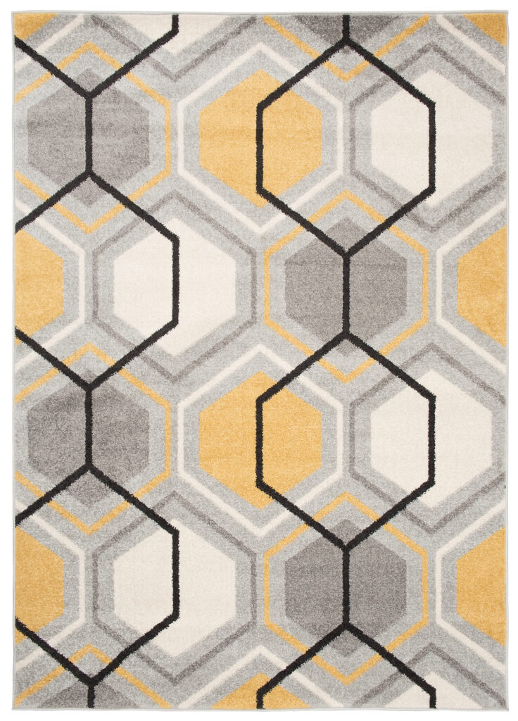 Tappeto Lazur Grigio Giallo Crema Geometrico Cubo