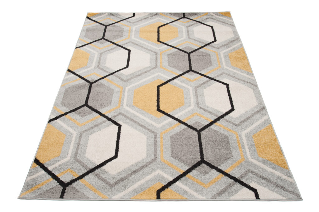 Tappeto Lazur Grigio Giallo Crema Geometrico Cubo