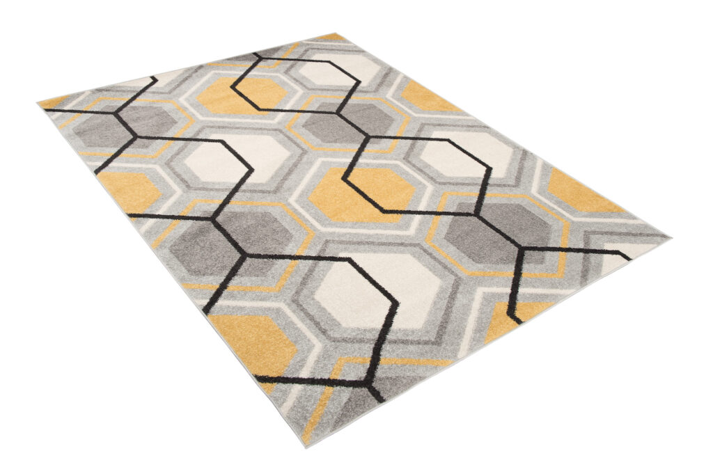 Tappeto Lazur Grigio Giallo Crema Geometrico Cubo
