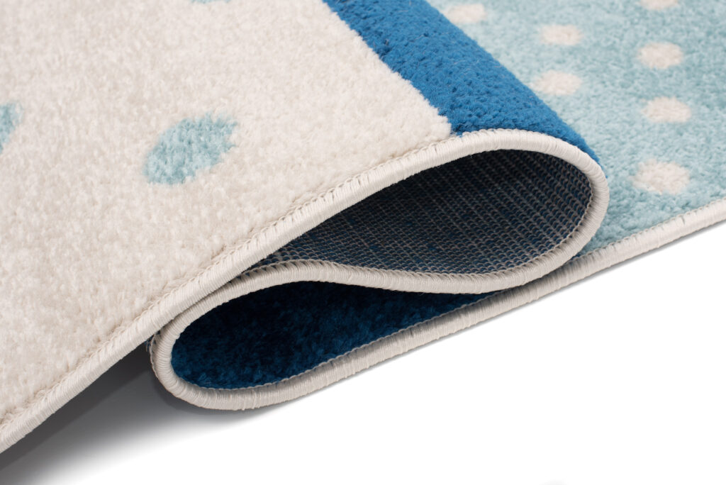 Tappeto Lazur Grigio Blu Quadrati per Bambini