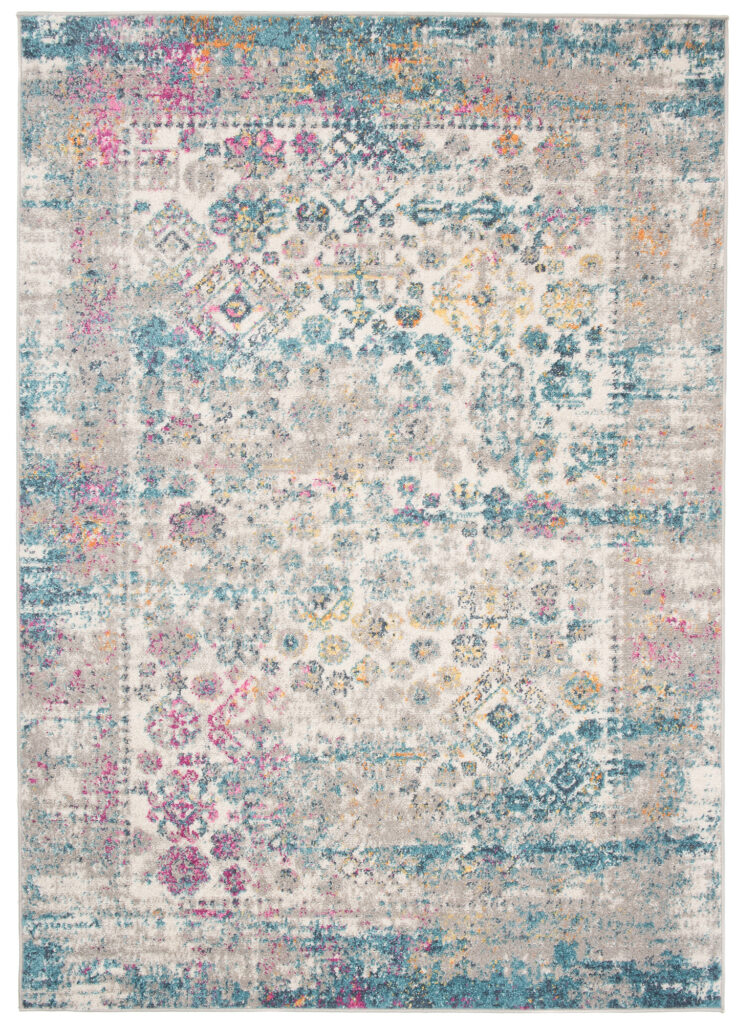 Tappeto Lazur Blu Grigio Vintage Floreale