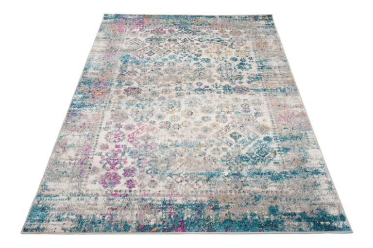 Tappeto Lazur Blu Grigio Vintage Floreale