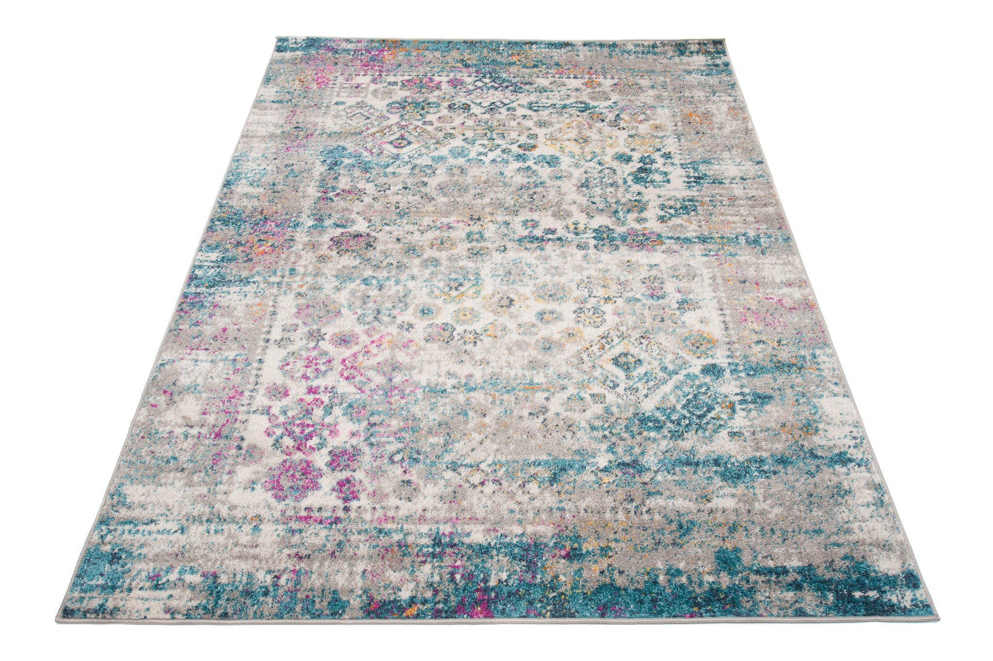 Tappeto Lazur Blu Grigio Vintage Floreale