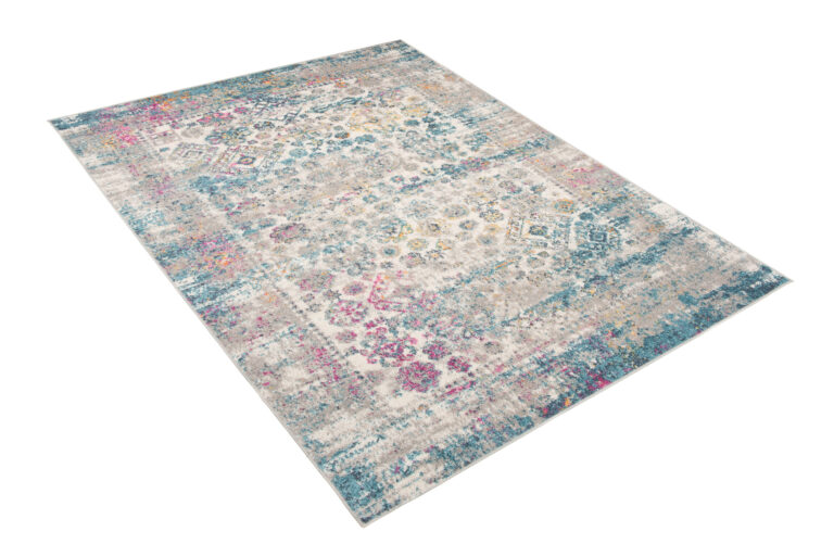 Tappeto Lazur Blu Grigio Vintage Floreale