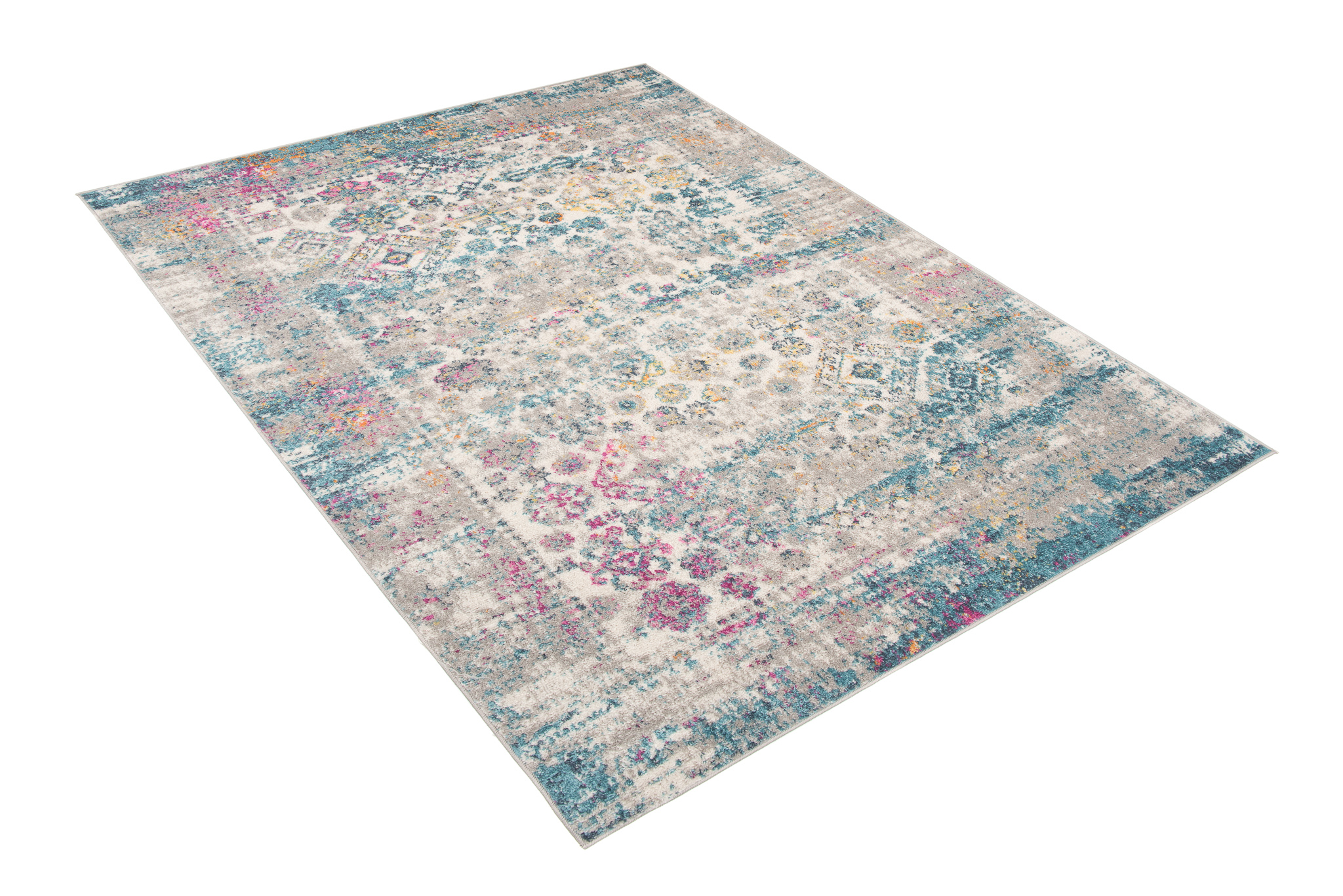 Tappeto Lazur Blu Grigio Vintage Floreale