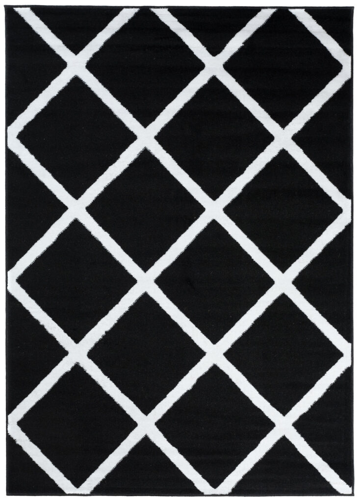 Tappeto Luxury Nero Bianco Geometrico a Scacchi