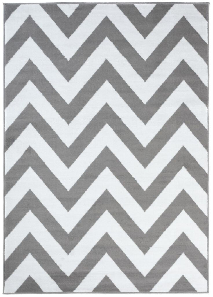 Tappeto Luxury Grigio Chiaro Zig Zag Strisce Geometrico A Pelo Corto