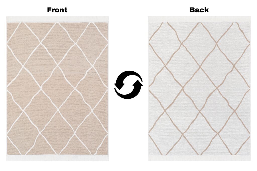 Tappeto Azteca Cotone Beige Rombi con Frange