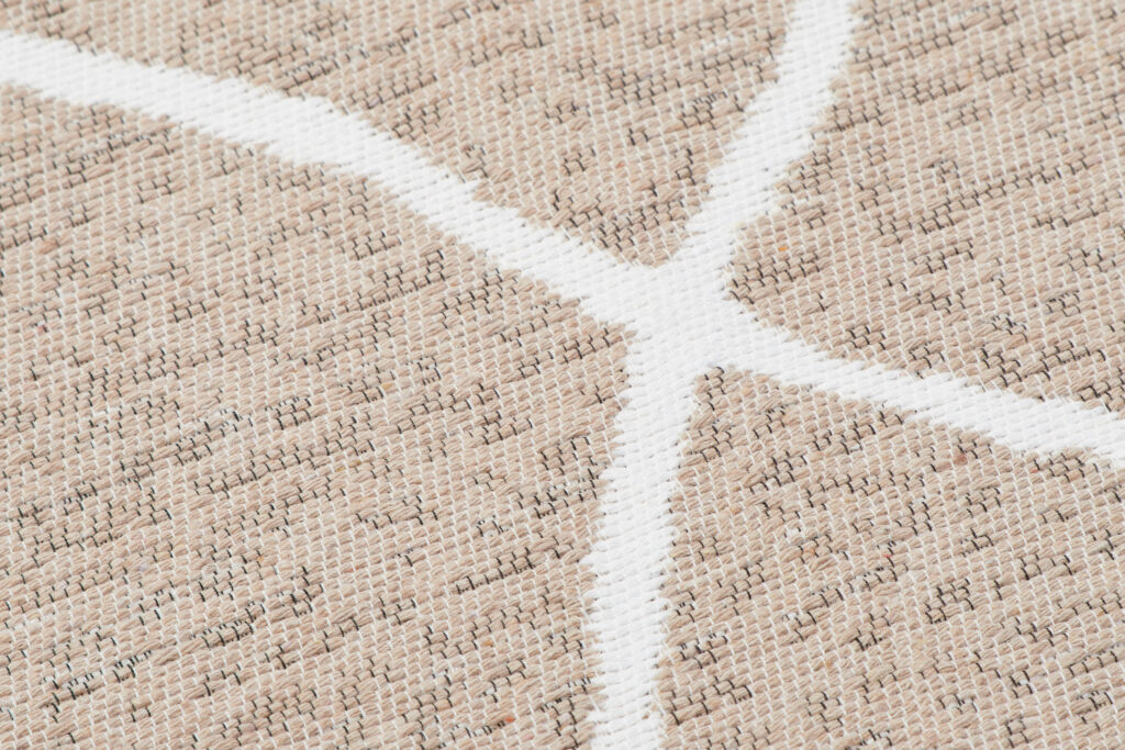 Tappeto Azteca Cotone Beige Rombi con Frange