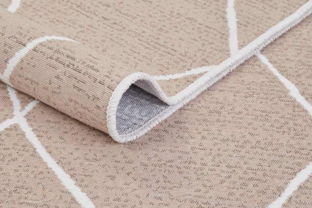 Tappeto Azteca Cotone Beige Rombi con Frange