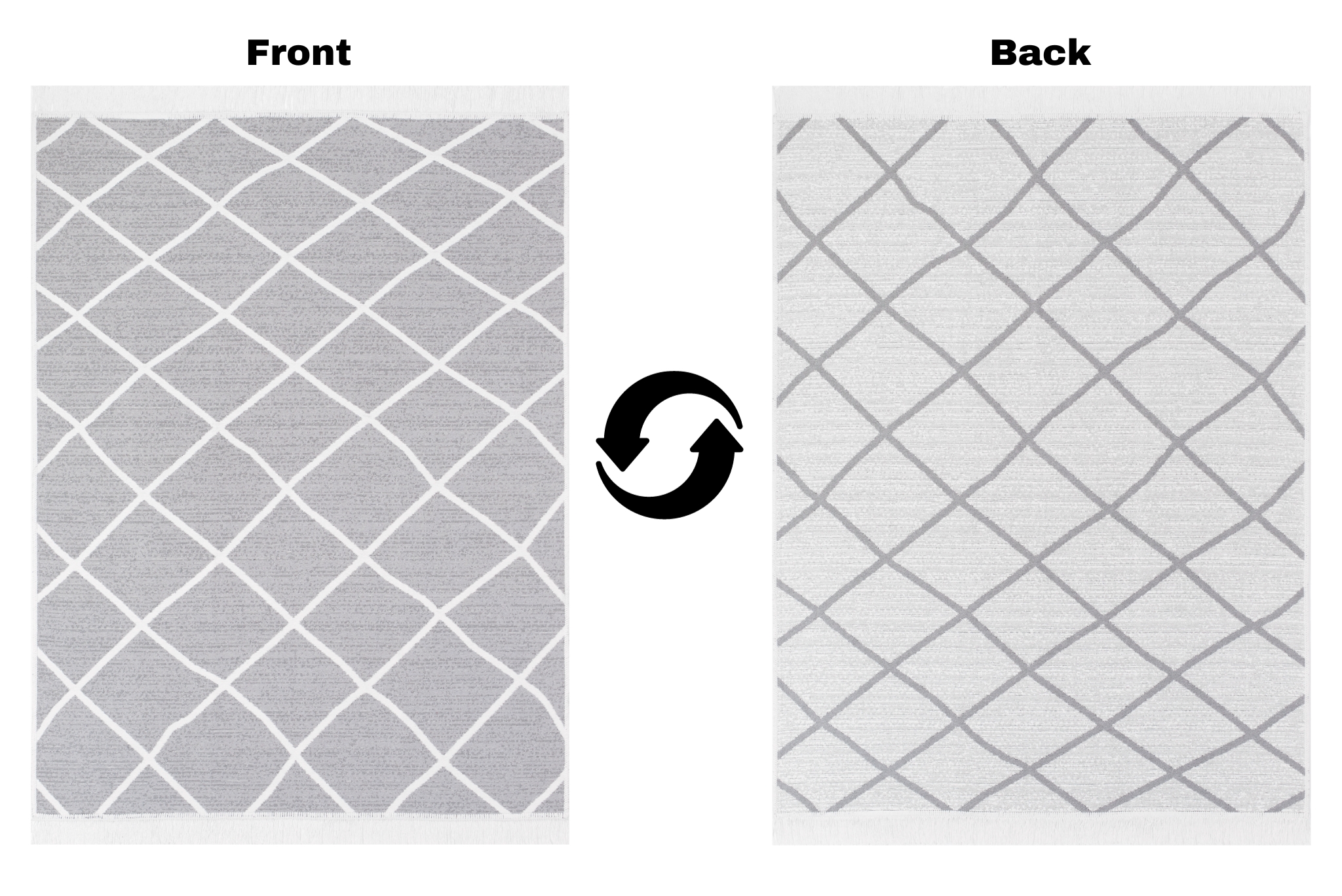 Tappeto Azteca Cotone Grigio Rombi con Frange