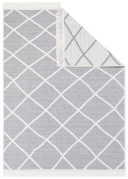 Tappeto Azteca Cotone Grigio Rombi con Frange