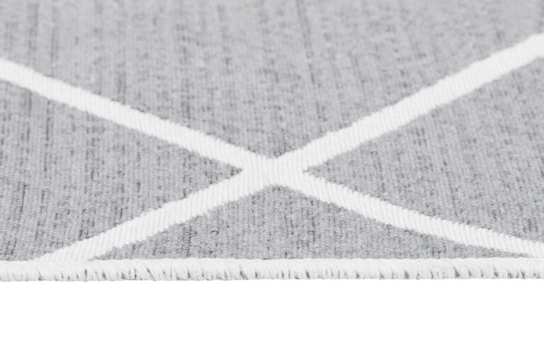 Tappeto Azteca Cotone Grigio Rombi con Frange