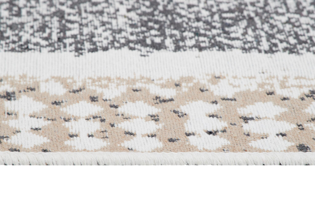 Tappeto Azteca Cotone Grigio Beige con Frange