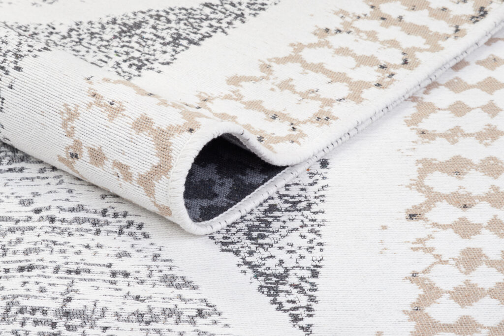Tappeto Azteca Cotone Grigio Beige con Frange