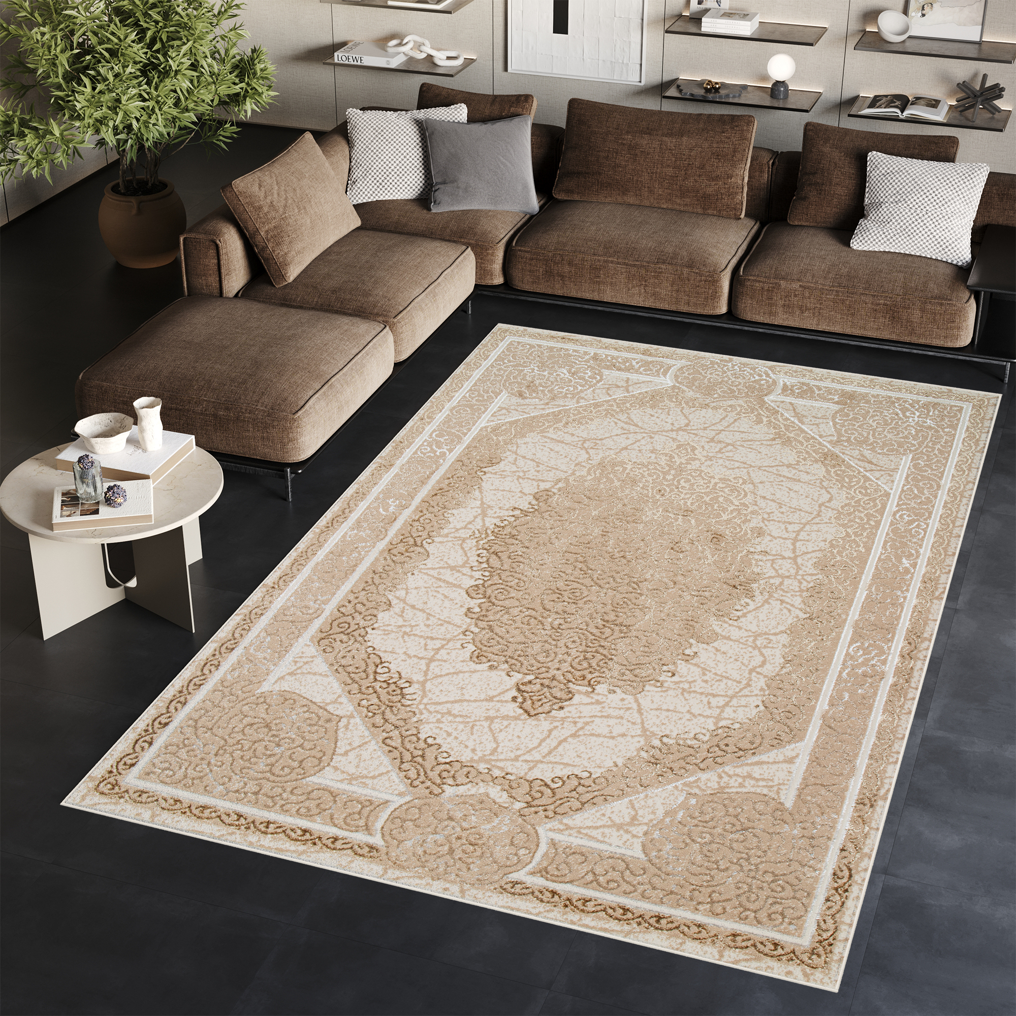 Tappeto Ares Marrone Beige Rosetta Vintage