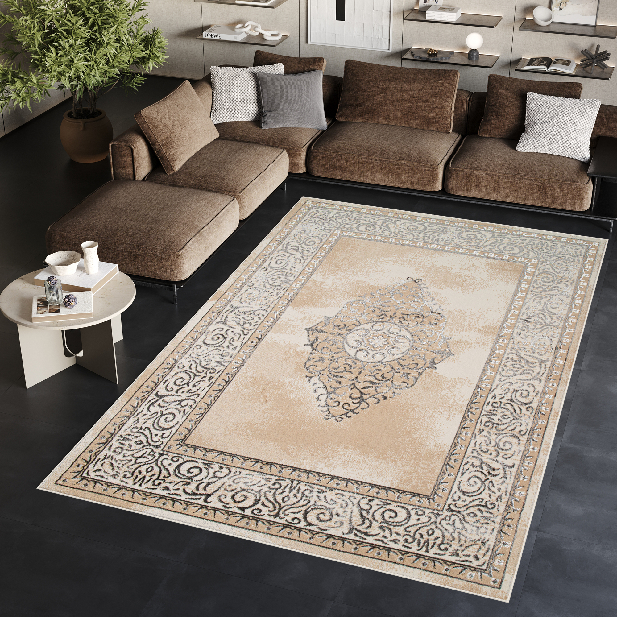 Tappeto Ares Grigio Beige Rosetta Vintage