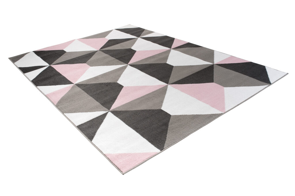 Tappeto Per Bambini Pinky Rosa Grigio Trapezi