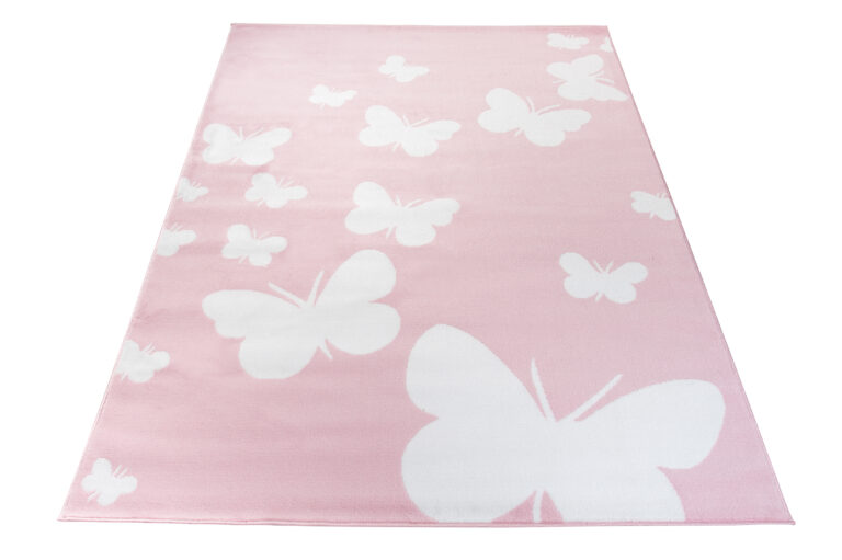 Tappeto Per Bambini Pinky Rosa Farfalle