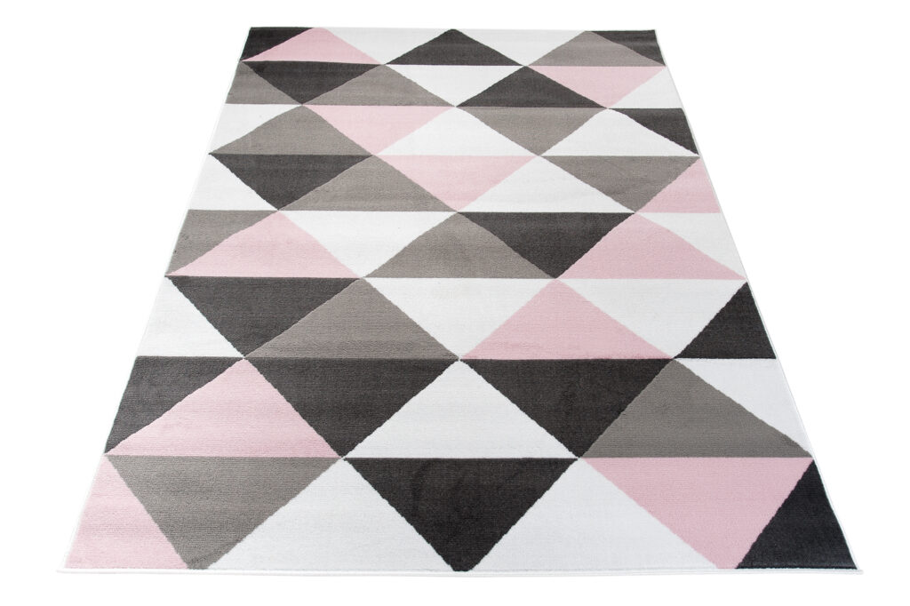 Tappeto Per Bambini Pinky Rosa Grigio Triangoli