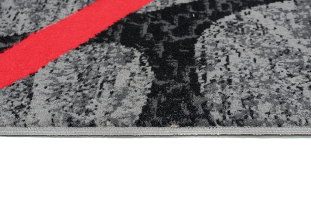 Tappeto Qmega Grigio Nero Rosso Astratto