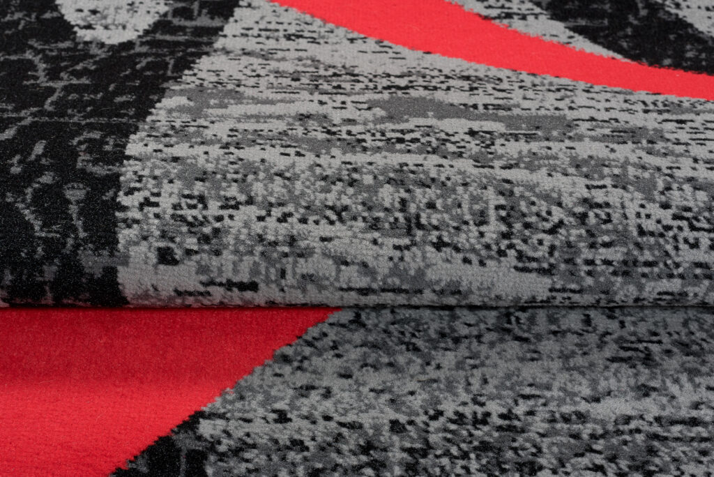 Tappeto Qmega Grigio Nero Rosso Astratto