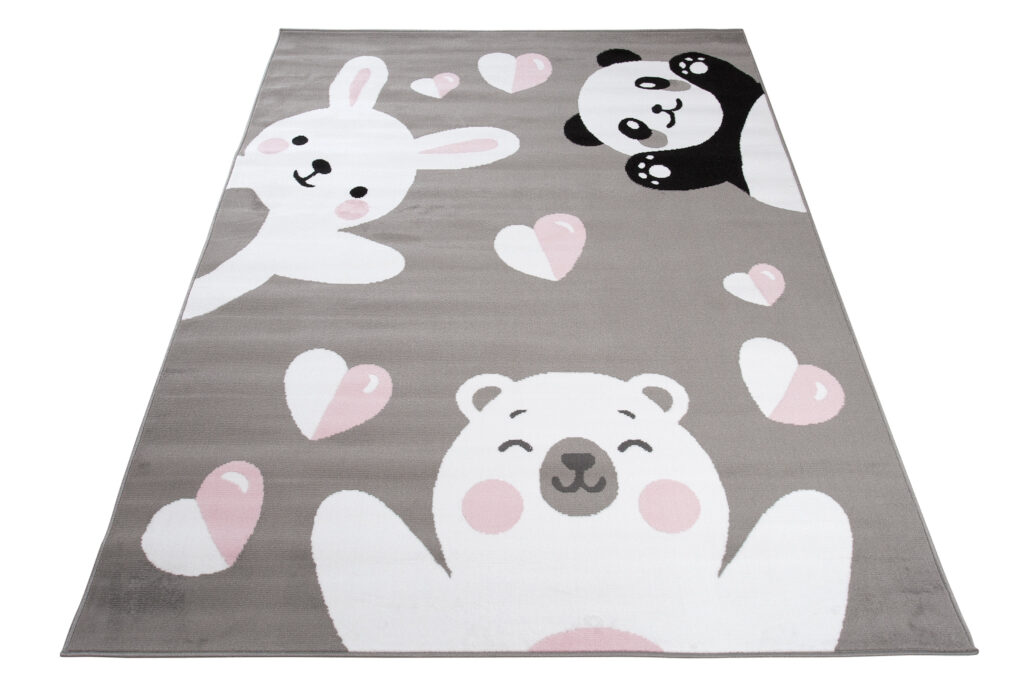 Tappeto Per Bambini Pinky Grigio Animali
