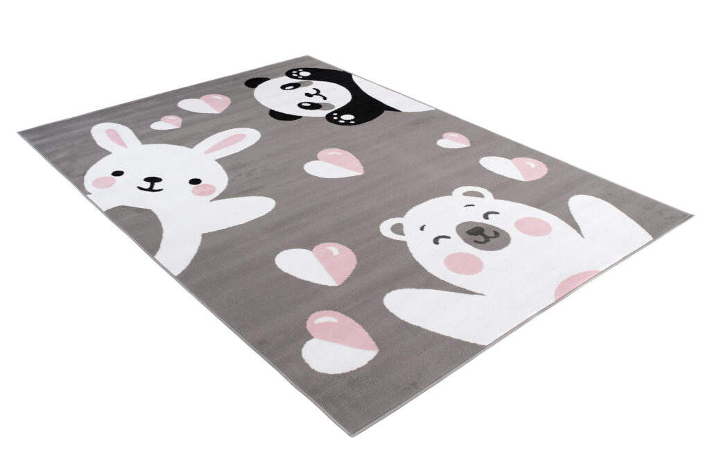 Tappeto Per Bambini Pinky Grigio Animali