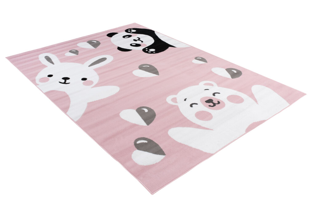 Tappeto Per Bambini Pinky Rosa Animali