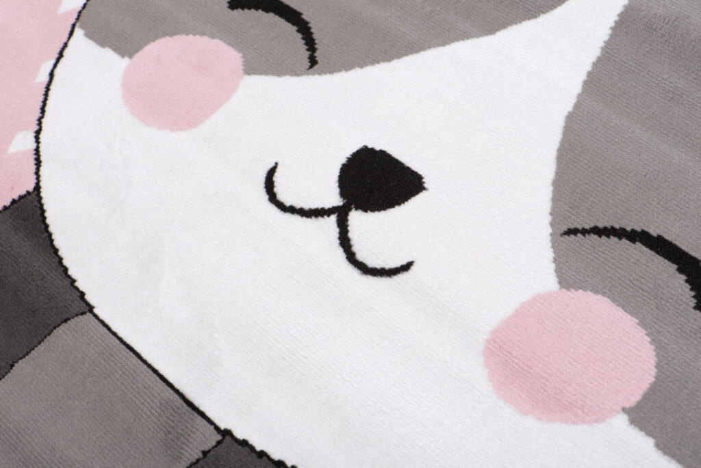 Tappeto Per Bambini Pinky Rosa Grigio Gatto