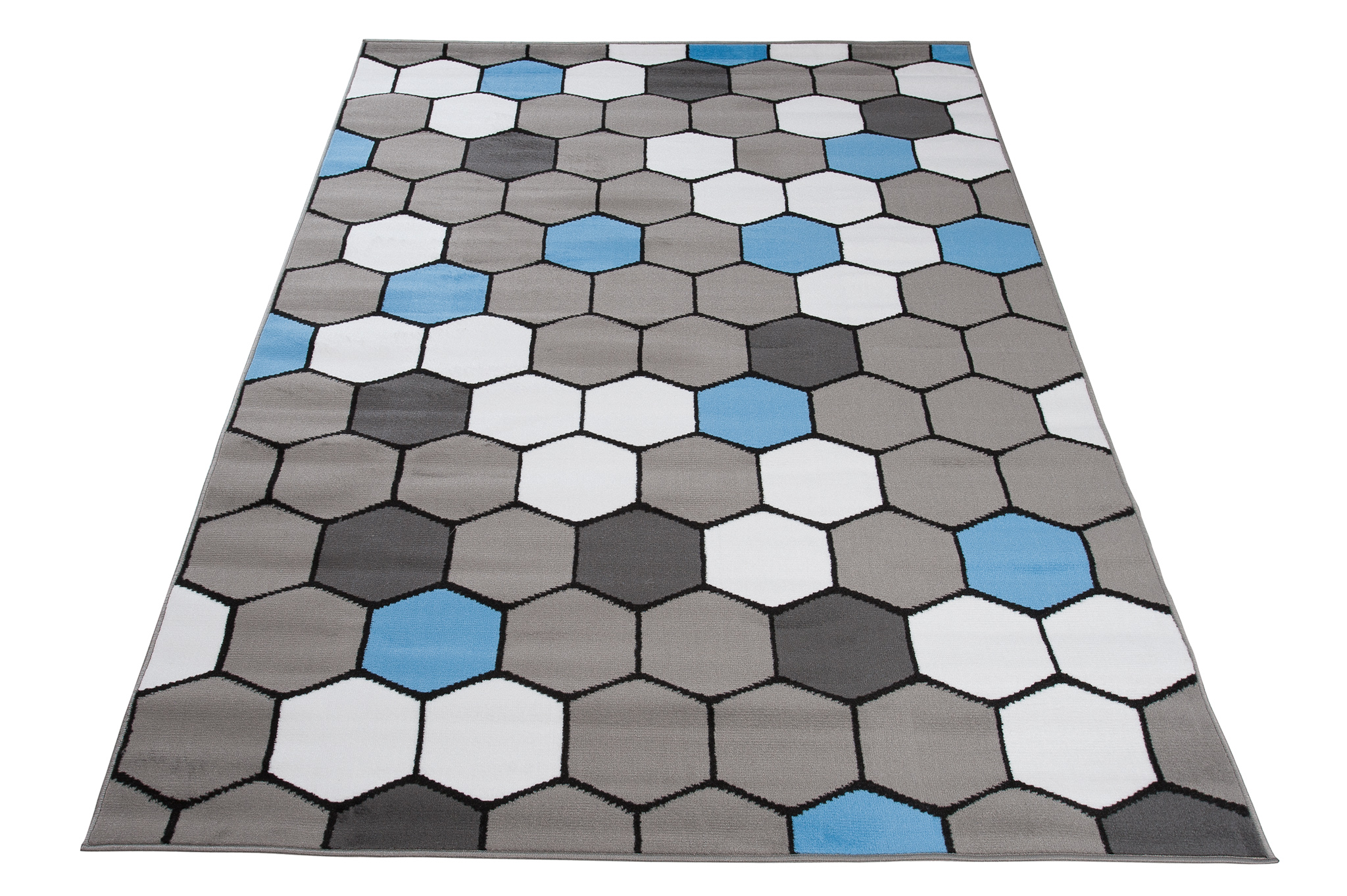 Tappeto Per Bambini Pinky Grigio Blu Esagoni