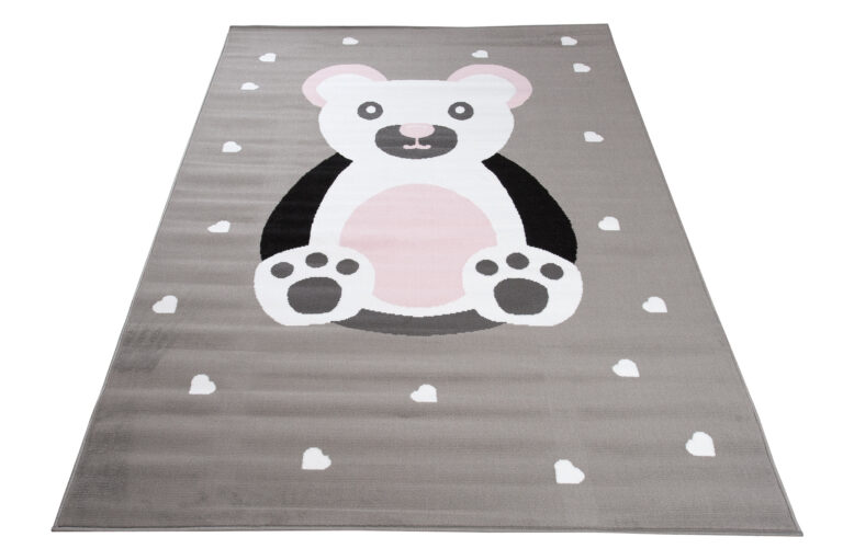 Tappeto Per Bambini Pinky Grigio Rosa Orsetto